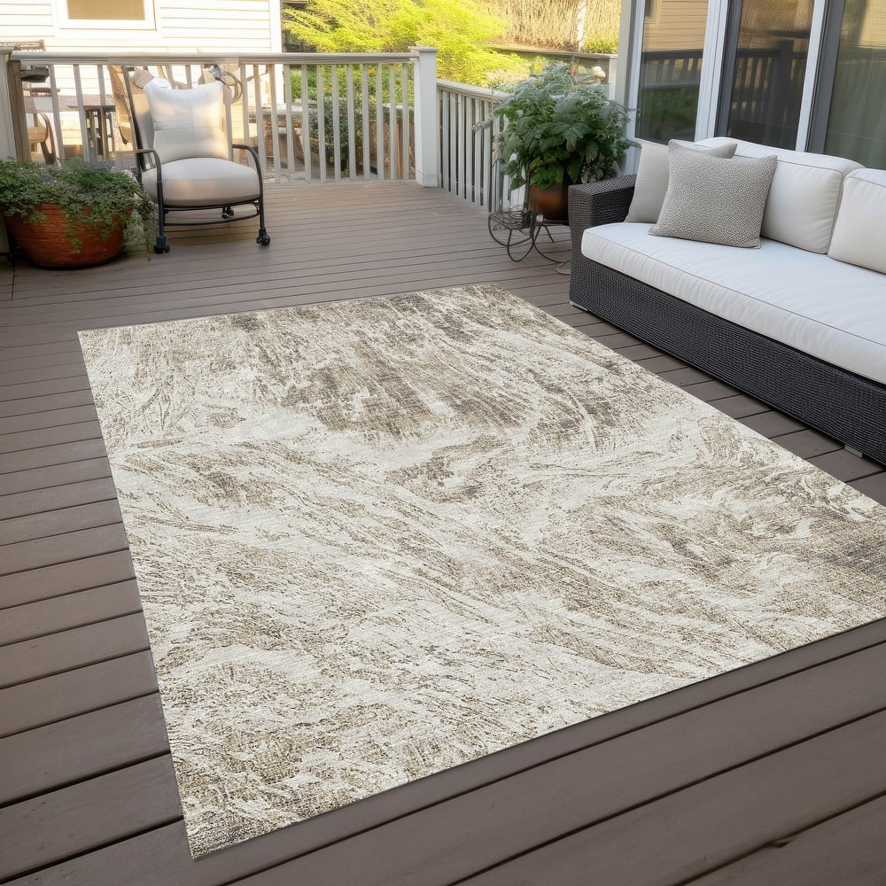 Machine Washable Indoor/ Outdoor Modern Abstract Chantille Rug