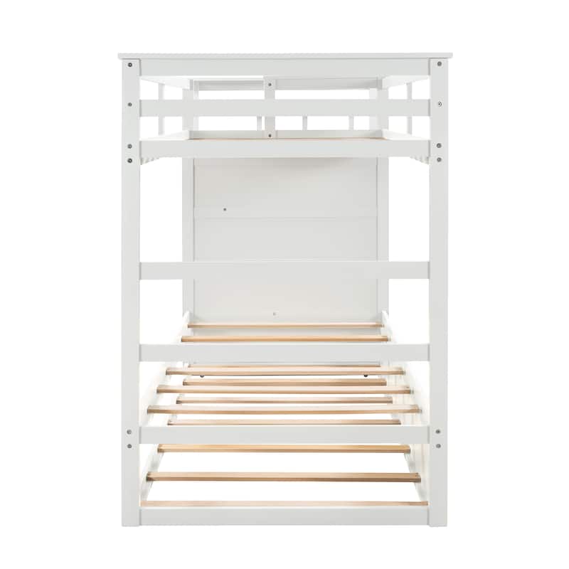 Solid Wood Bunk Bed , Hardwood Bunk Bed with Trundle and Staircase