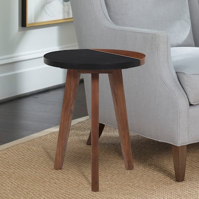 Steve Silver Carson Carrington Chester Solid Wood and Slate Round Side Table