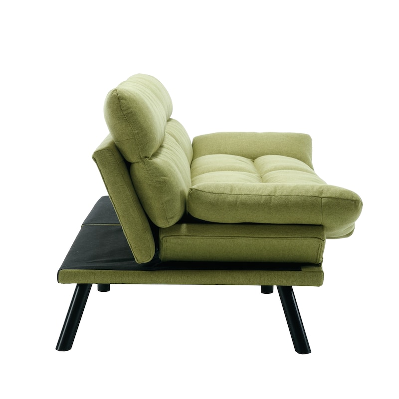 Modern Upholstered 2 Seaters Sleeper Sofa with Thick Cushion and Metal Feet