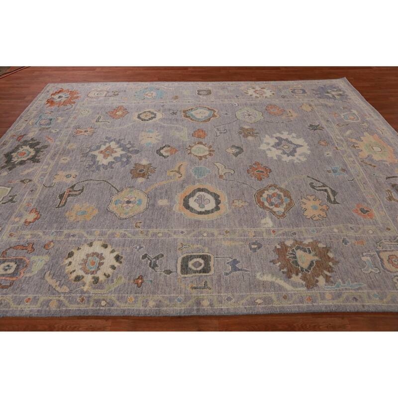 Hand Knotted Oriental 100% Wool Carpet Transitional All-Over Greys & Charcoal Oushak Area Rug - 10' 0'' X 8' 0''
