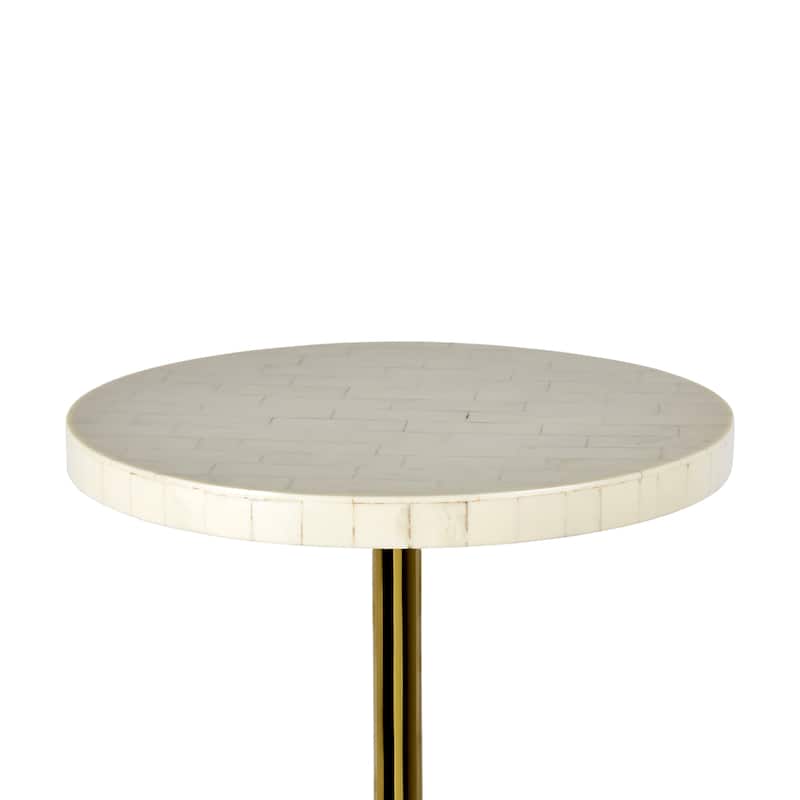 Blanche 26" Metal/Resin Mosaic Pedestal Drink Table, by JONATHAN Y