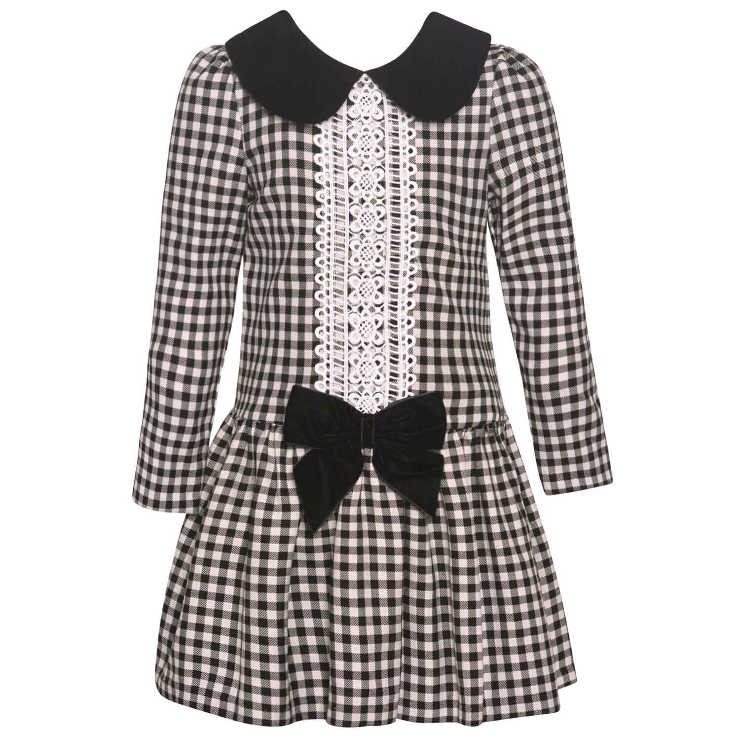 girls black and white check dress