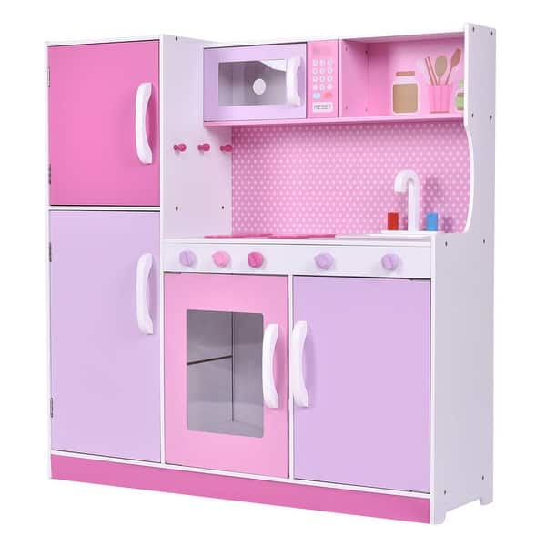 Shop Costway Kids Wood Kitchen Toy Cooking Pretend Play Set