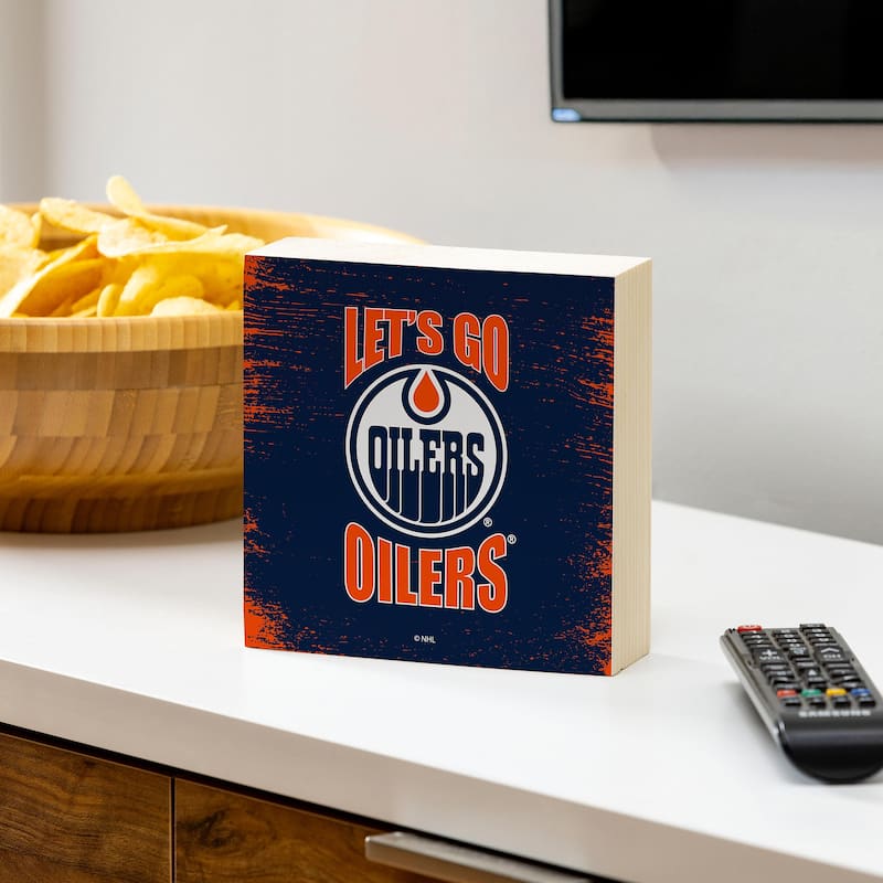 Edmonton Oilers Wooden Tabletop Mantel Shelf Sign - 6" x 6"