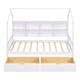 preview thumbnail 5 of 21, Twin Size House Bed with 2 Drawers & Storage Shelf, Wooden Low Platform Bedframe Daybed with Roof