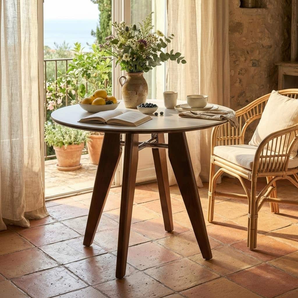 31.5" Round Dining Table, Modern Kitchen Table with Solid Wood Legs for Dining Room, Living Room