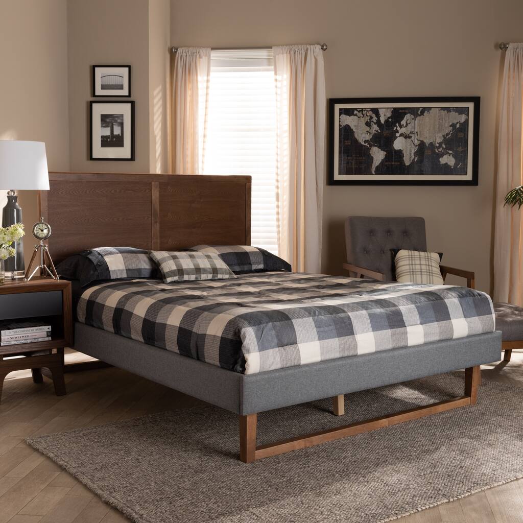 Carson Carrington Inglerud Upholstered Ash Walnut Wood Platform Bed