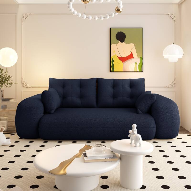 GDFStudio - Teddy Fabric 78.7" Multi-Functional Foldable Sofa Bed