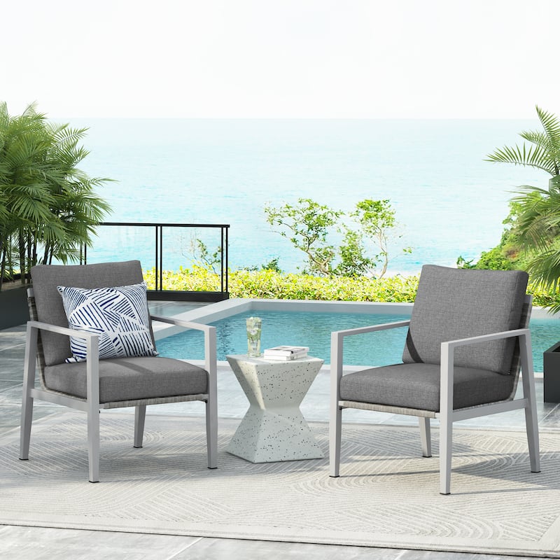 Christopher Knight Home Contemporary Comfort Lounge Chair Set of 2 - White+Grey
