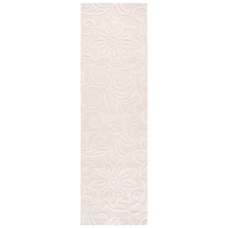 SAFAVIEH Handmade Glamour Aneke Floral Wool Rug - 2'3" x 8' Runner - Ivory