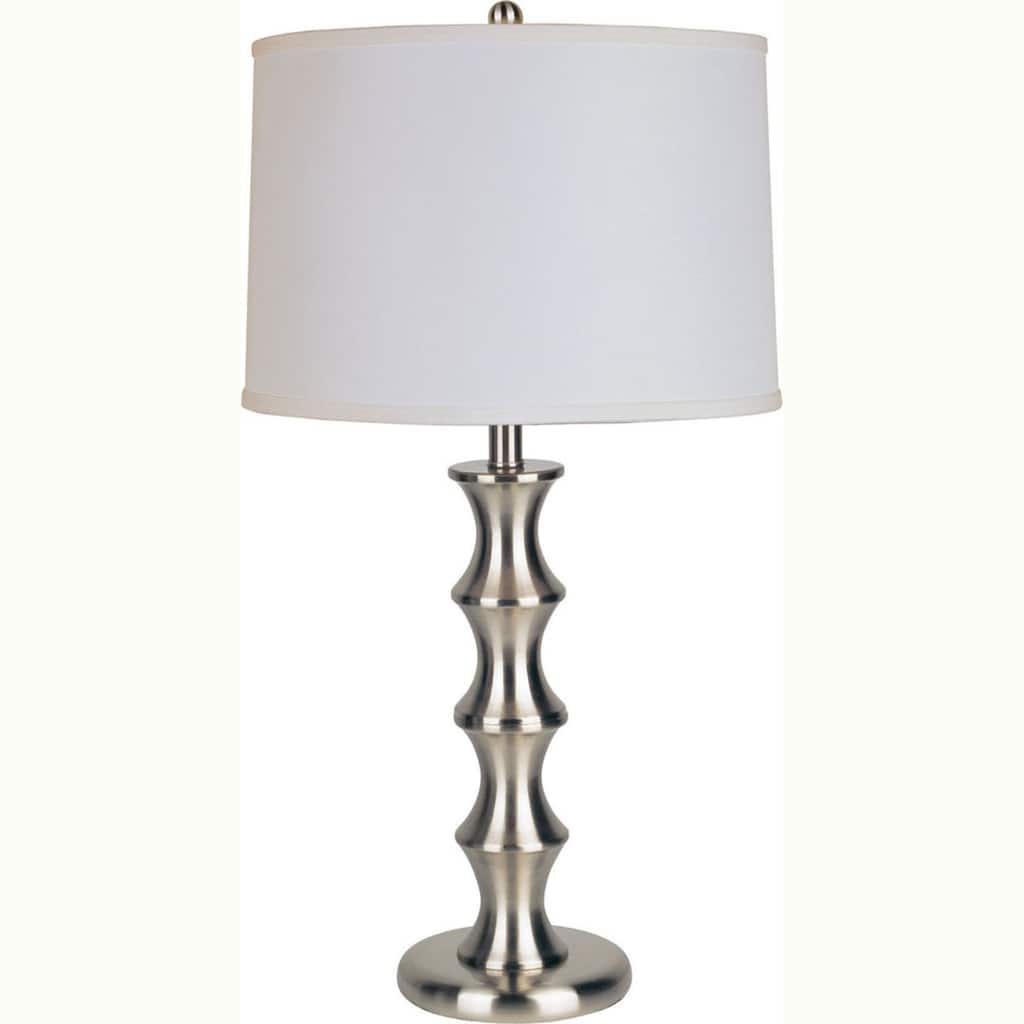 Bohemian Table Lamp - Metal Lamp Shade, Satin Nickel Finish, 29.5" Transitional Design