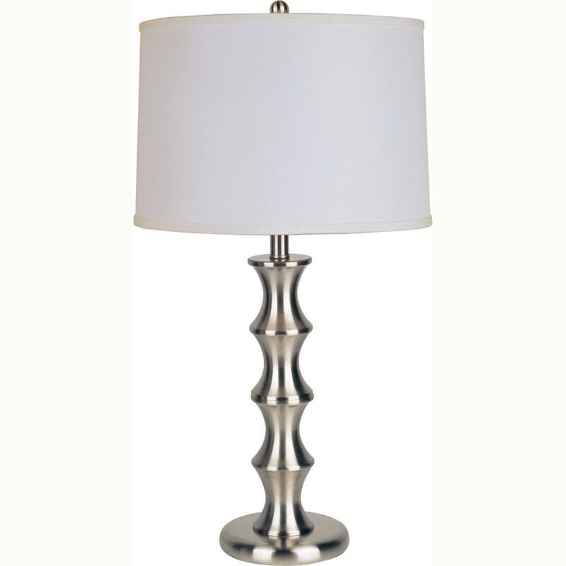 Bohemian Table Lamp - Metal Lamp Shade, Satin Nickel Finish, 29.5" Transitional Design