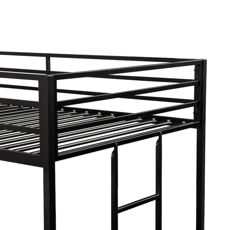 Furniture of America Jackson Modern Metal Twin over Twin Low Profile Bunk Bed with Reversible Ladder