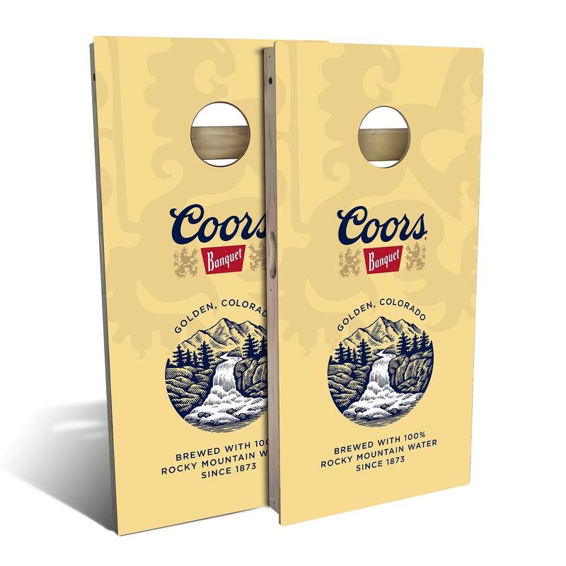 Coors Banquet Beer Outdoor Cornhole Board Set - Premium 2x4 - Include Case + Edge Lights