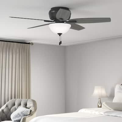 Hunter 52" Newsome Flush Mount Ceiling Fan with LED Bowl Light Kit and Pull Chain