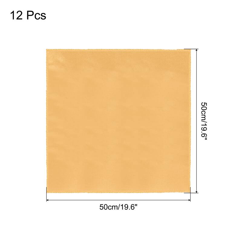 12pcs Satin Table Napkins Polyester Square Bright Table Napkin 20"x20" - Gold