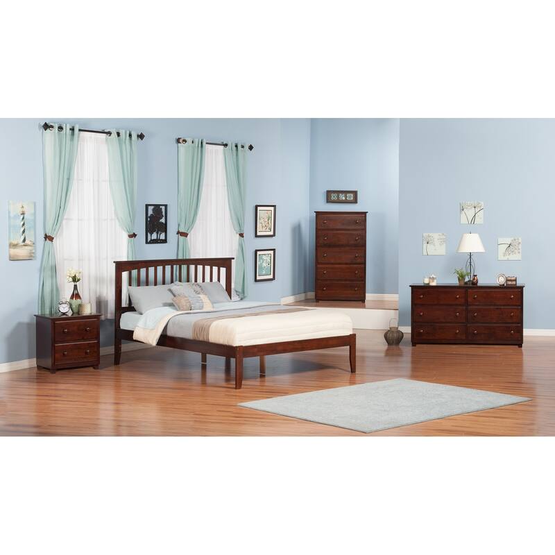 Rustic Platform Bed with Charger - Solid Wood Bed Frame - Modern Style Bed - 77" L x 57.75" W