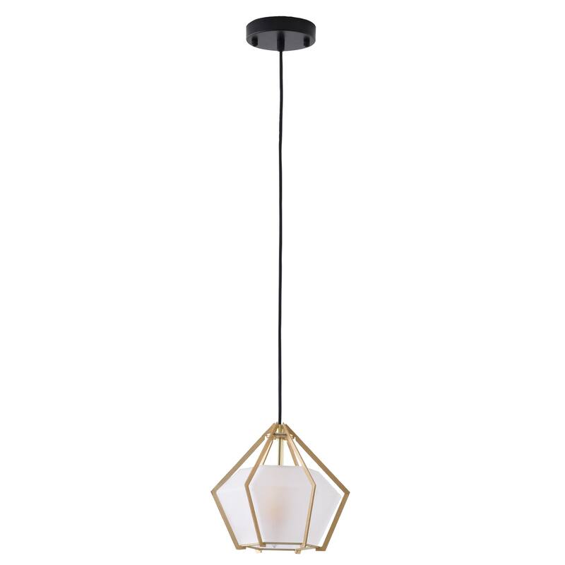 Gold Pendant Light - Adjustable Cord & Frosted Glass Shade - Elegant Aluminum Frame Lighting - 9.5