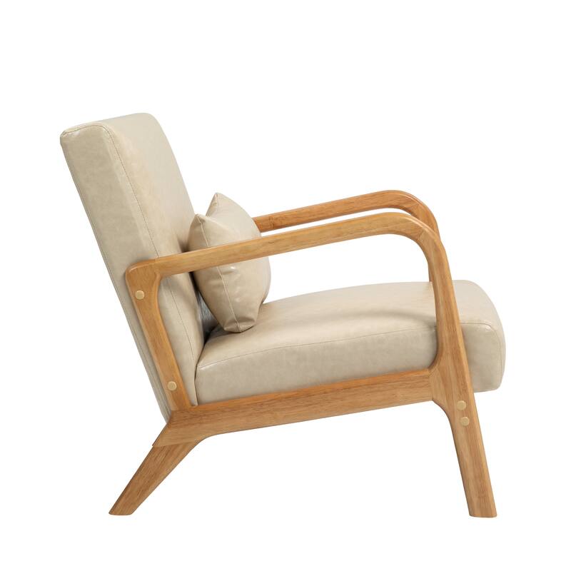 Mid Century Modern Upholstered Accent Chair with Pillow