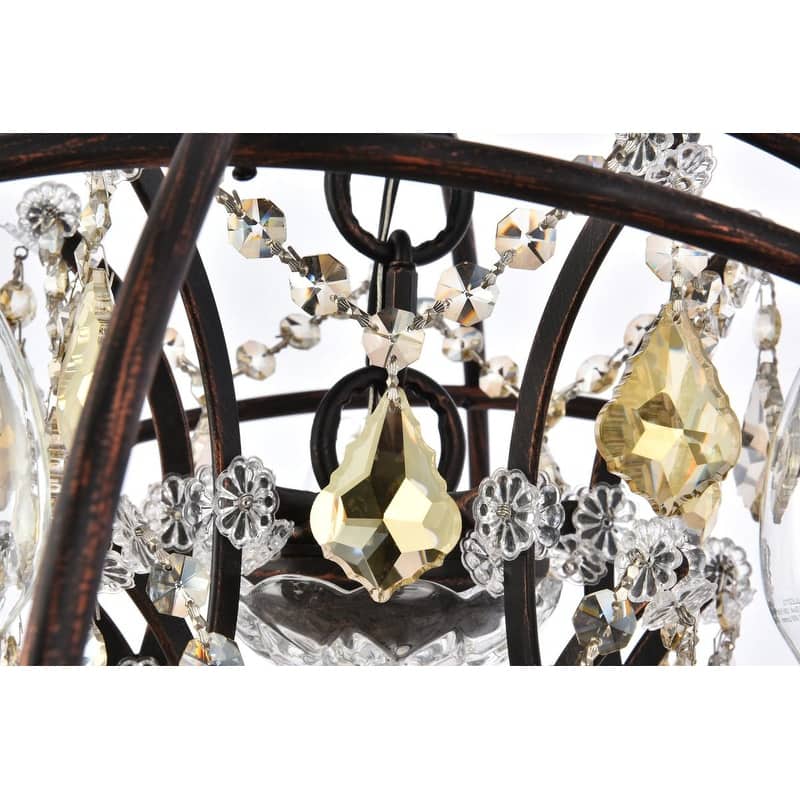 Royce Edge 5 light Dark Bronze Pendant - dark bronze royal cut golden teak (smoky) crystals