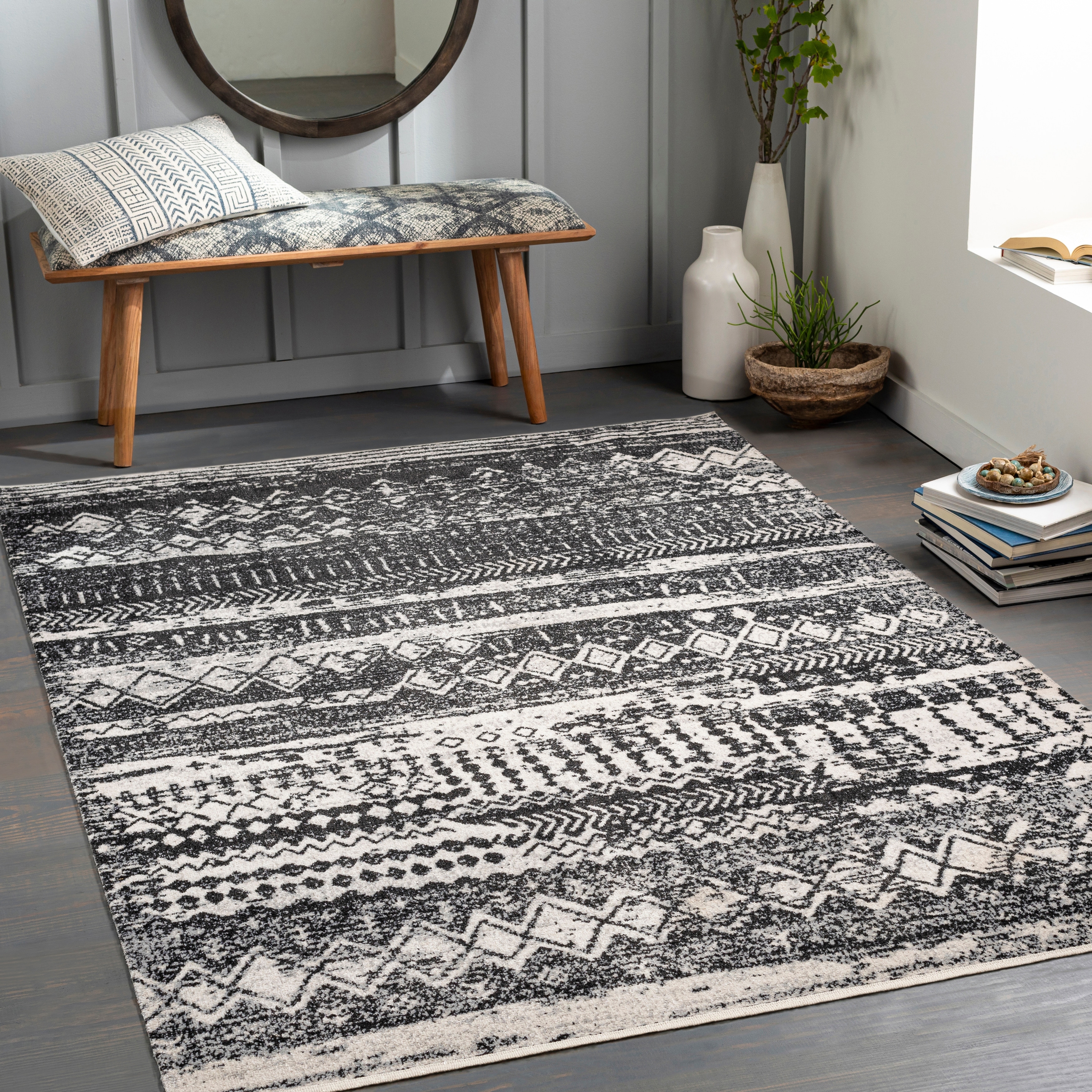 HR Print Bohemian Area Rug - Non-Slip Rubber Backing, Traditional Pattern,  Flat Texture, Polyester - On Sale - Bed Bath & Beyond - 38416210