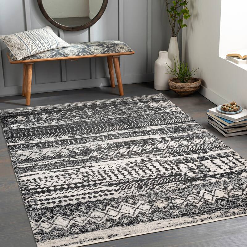 Livabliss Trina Bohemian Machine Washable Area Rug - Charcoal - 9' 3" x 12'