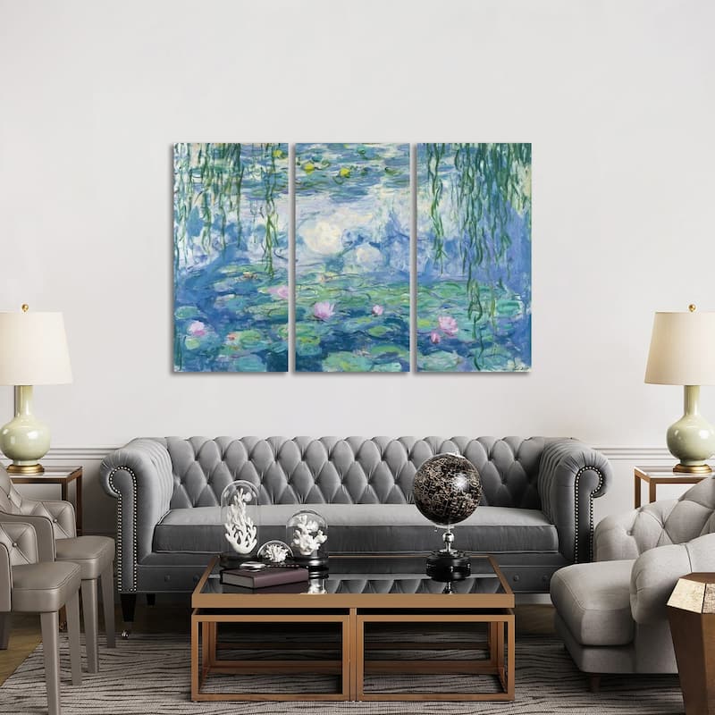 iCanvas "Waterlilies, 1916-19 " by Claude Monet 3-Piece Canvas Wall Art Set - 40x60x1.5