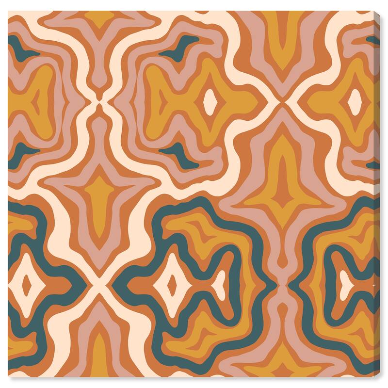Wynwood Studio Canvas Abstract Retro Blush Tribal Pink and Dark Blue Modern & Contemporary Wall Art Canvas Print - 20 x 20