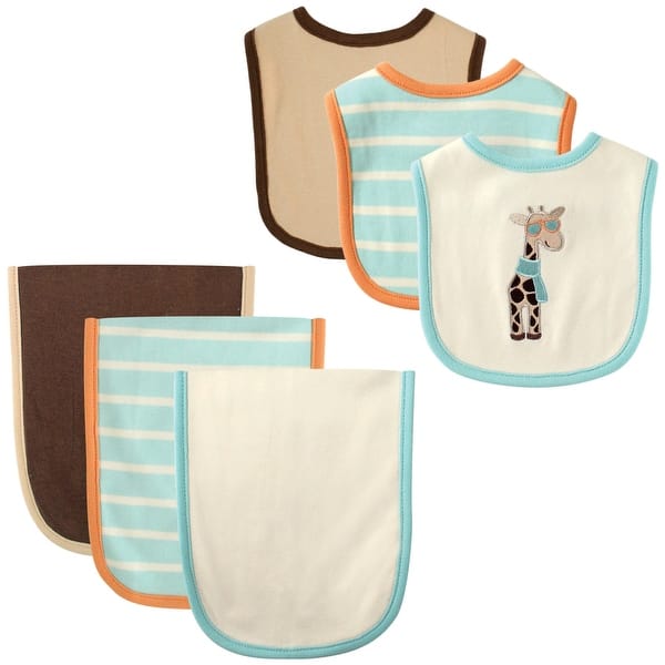 slide 1 of 1, Hudson Baby Infant Cotton Bib and Burp Cloth Set 6pk, Giraffe, One Size - Giraffe - One Size One Size - Giraffe