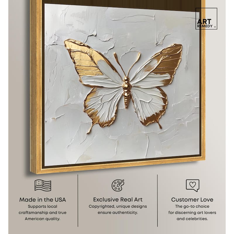 Simple Golden Butterfly Canvas by Art Remedy