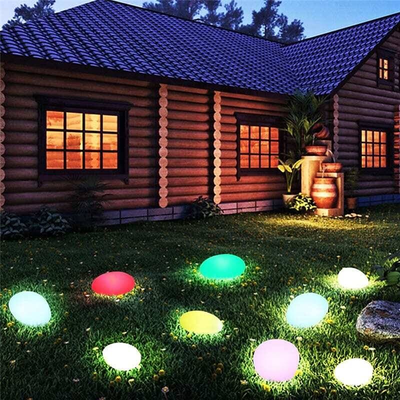 Pebble Solar LED Glow Pathway Garden Light with Remote - 12"