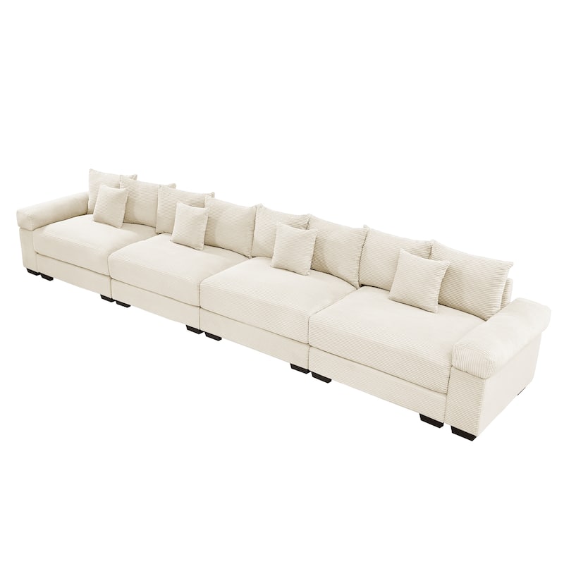 GDFStudio - Corduroy 4-Seater 170" Cloud Sofa Couch with Extra-Thick Armrests