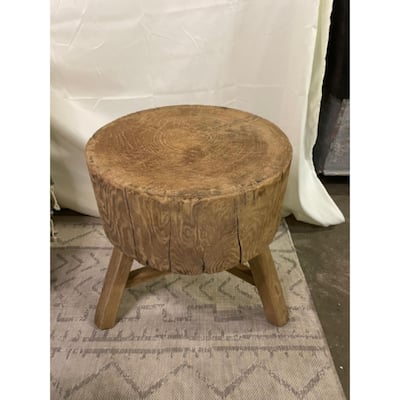Caesar's Living 25"H Tree Shape Natural Elmwood Indoor Outdoor Vintage Wood Stool