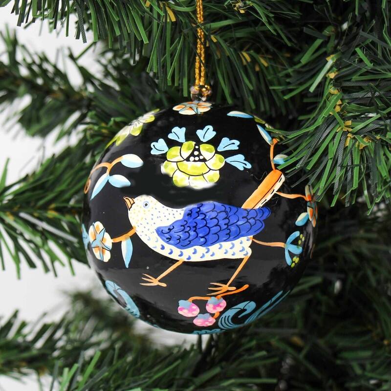 Recycled Paper Handpainted Animal Theme Ornaments, Set of 2 (India)