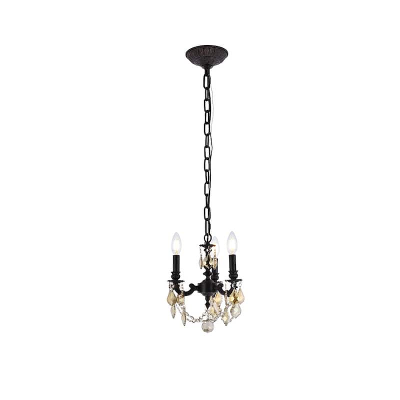 Somette Crystal 3-light Dark Bronze Finish Chandelier - Crystal Chandelier 3-light