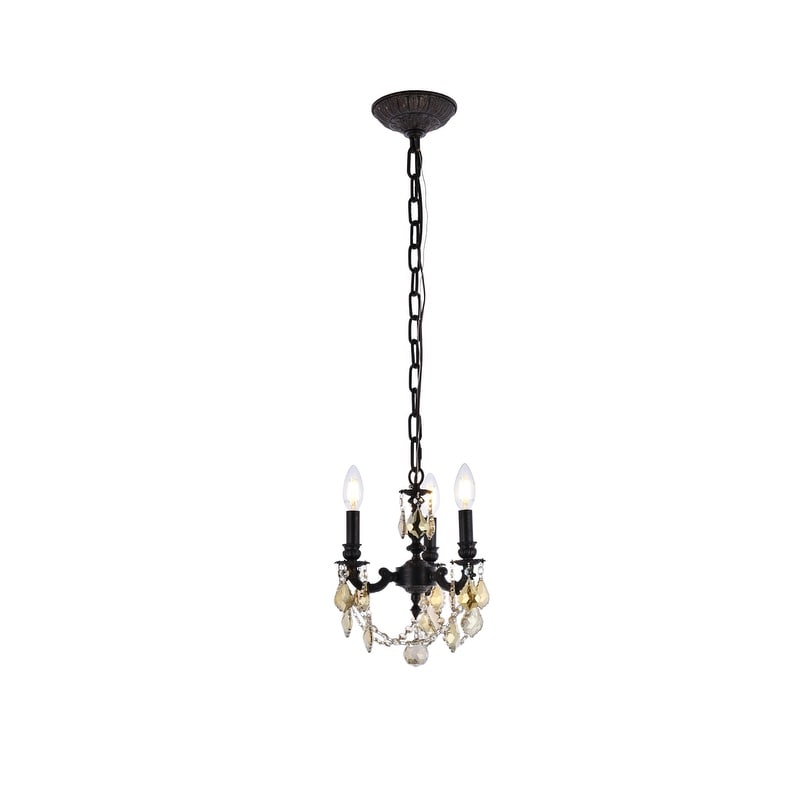 Somette Crystal 3-light Dark Bronze Finish Chandelier