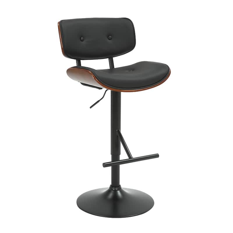Porthos Home Cian Swivel Height Adjustable Faux Leather Mid-Century Bar Stool