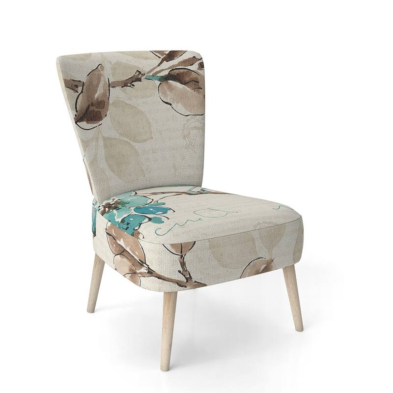 Designart "Beige Bird Wings" Upholstered Cottage Accent Chair - Arm Chair