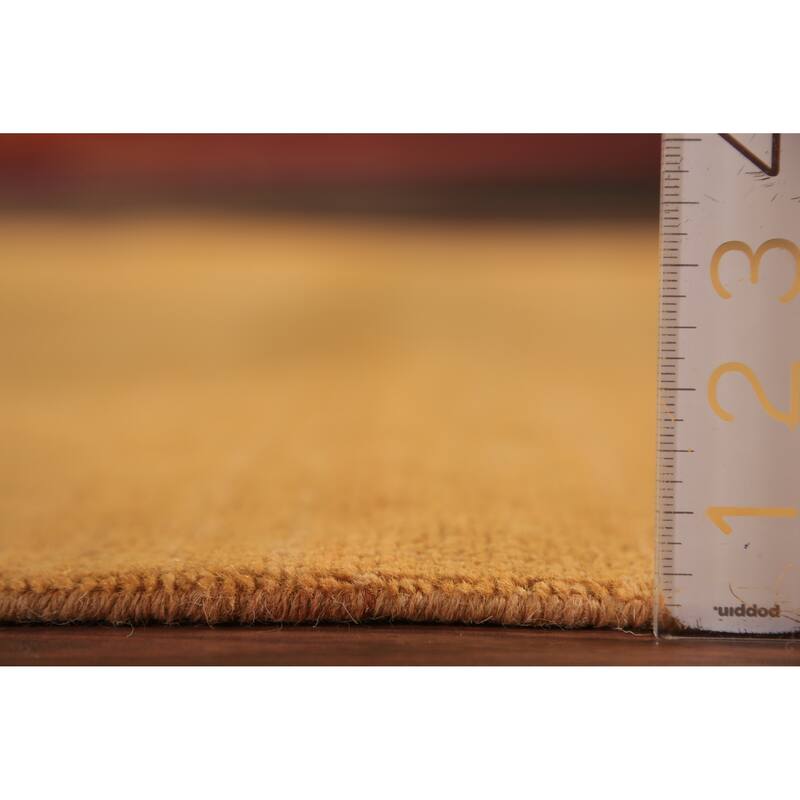 Modern Gabbeh Area Rug Hand-Knotted Solid Orange Wool Carpet - 5'9" x 8'8"