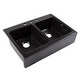 preview thumbnail 1 of 9, Parker Matte Black Fireclay 34" Double Bowl Quick-Fit Farmhouse Apron Front Drop-in Kitchen Sink and Drains