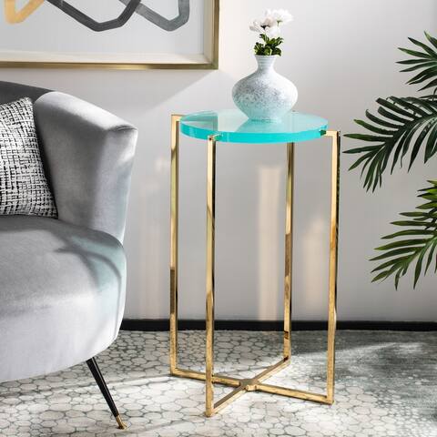 SAFAVIEH Couture Pluto Tall Round Acrylic End Table - 17.7" W x 17.7" L x 27.2" H