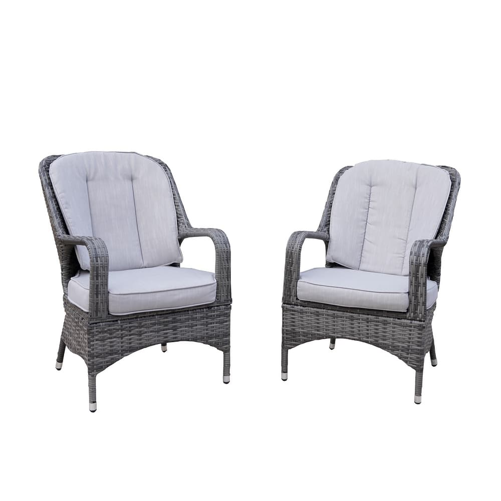 Moda 2-Piece Outdoor Wicker Dining Chairs with Cushions