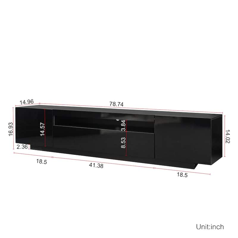 Modern LED Light TV Cabinet with Light & Storage Drawer for Living Room, Bedroom