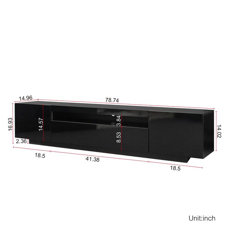 Modern LED TV Cabinet with Storage Drawers - Black