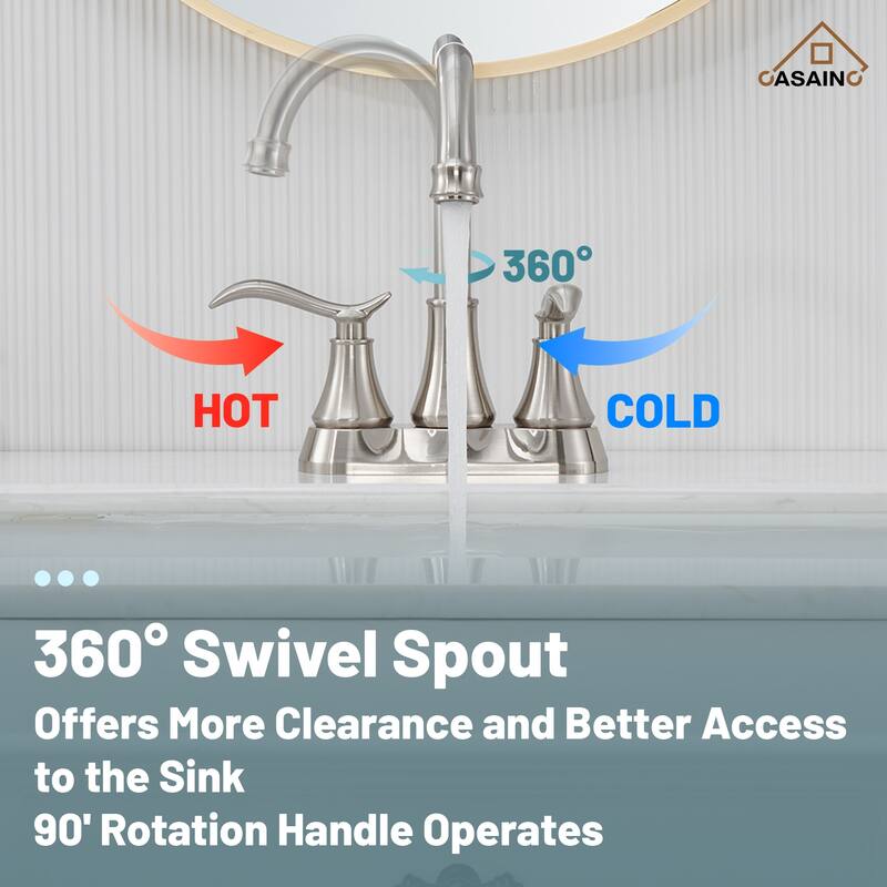 4 in. Centerset Double Handle Bathroom Faucet with Drain Kit Included