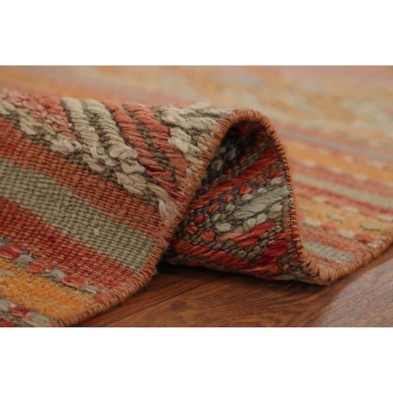 Hand Woven Oriental 100% Wool Carpet Southwestern Tribal Multi-Colored Kilim Area Rug - 7' 2'' X 4' 5''