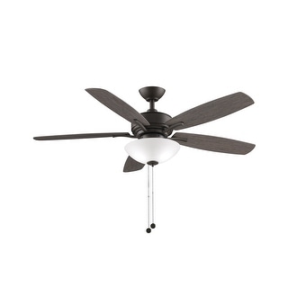 Fanimation Aire Deluxe 52 inch Indoor Ceiling Fan with LED Bowl Light Kit - Matte Greige with Weathered Wood blades