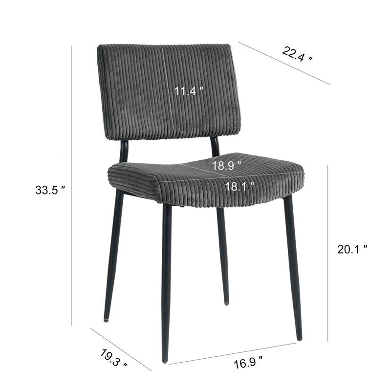 Modern Simple Fabric Upholstered Velvet Dining Chair (Set of 2)