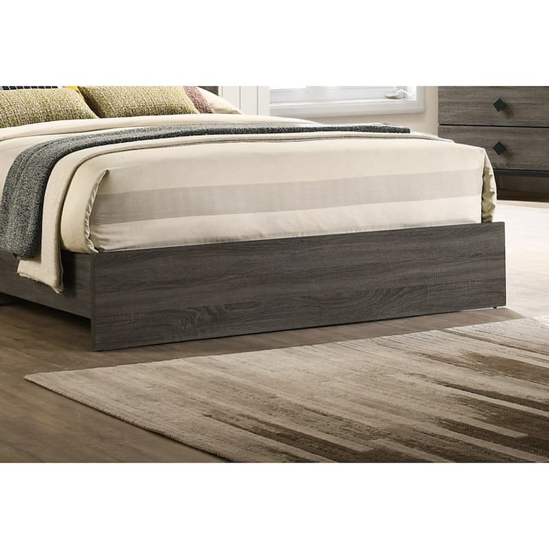 Contemporary 1pc Queen Size Bed Bedroom Furniture Upholstered Headboard Rubberwood 1pc Bedframe Gray Finish